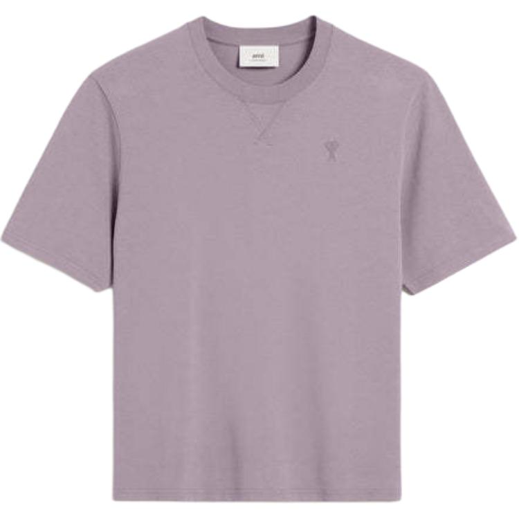 Ami Paris AMIPARIS Unisex Simple Crew Neck Short Sleeve T-Shirt Light Purple FW24 UTS040JE0090-504