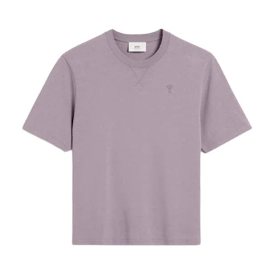 Ami Paris AMIPARIS Unisex Simple Crew Neck Short Sleeve T-Shirt Light Purple FW24 UTS040JE0090-504