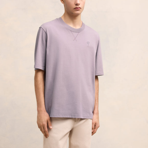 Ami Paris AMIPARIS Unisex Simple Crew Neck Short Sleeve T-Shirt Light Purple FW24 UTS040JE0090-504 圖 3