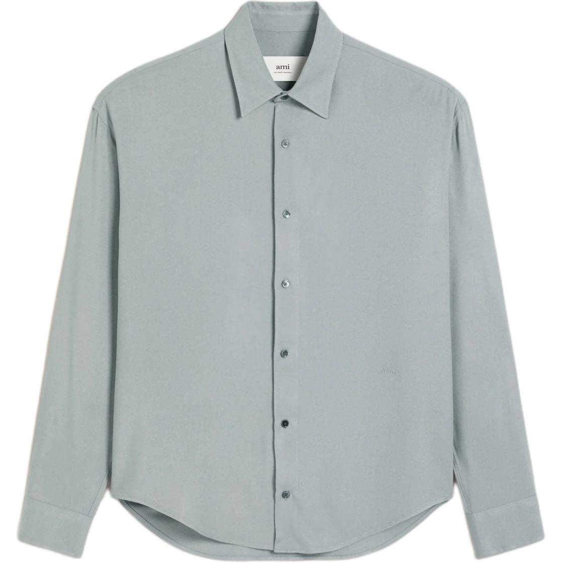 Ami Paris AMIPARIS Unisex Solid Blue Long Sleeve Button-Up Shirt. USH176VI0020-4012