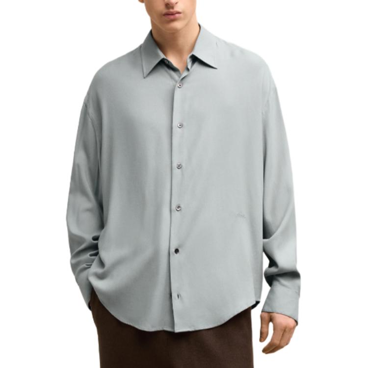 Lookbook Ami Paris AMIPARIS Kemeja Lengan Panjang Biru Solid Unisex. USH176VI0020-4012