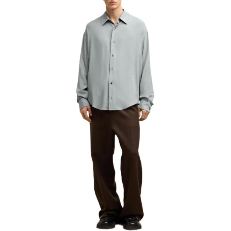 Shop Ami Paris AMIPARIS Kemeja Lengan Panjang Biru Solid Unisex. USH176VI0020-4012