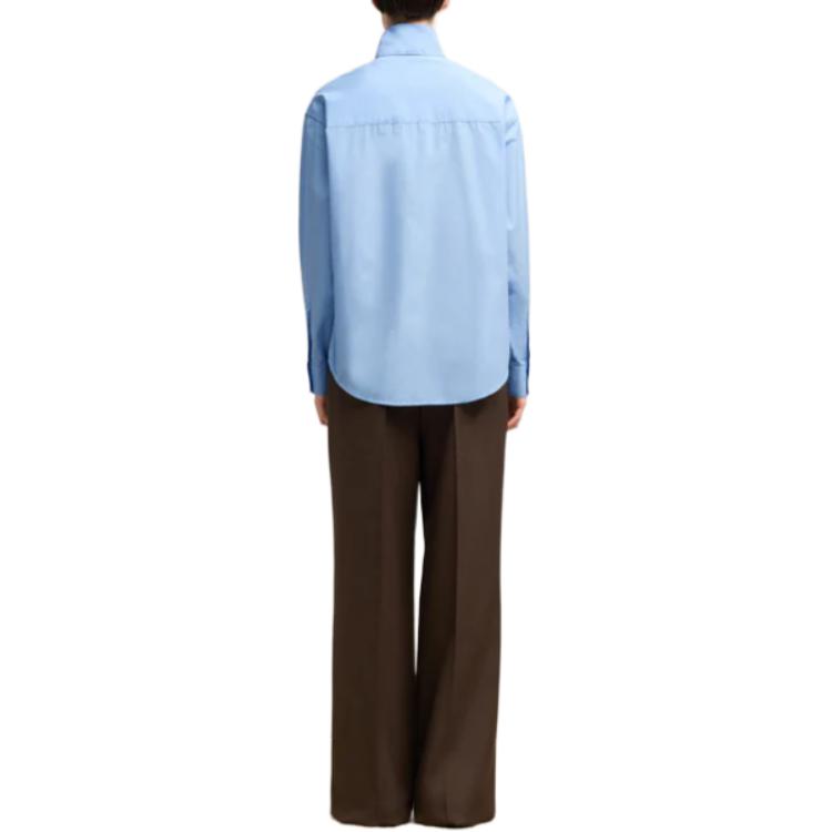 Shop Ami Paris Kemeja Lelaki Wanita Biru Lengan Panjang dengan Butang dan Skaf. USH104CO0063-484
