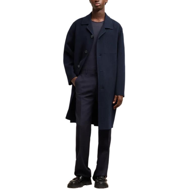 Lookbook Ami Paris AMIPARIS Kot Panjang Unisex Wool Navy Blue Lelaki & Wanita UCO004WV00224011