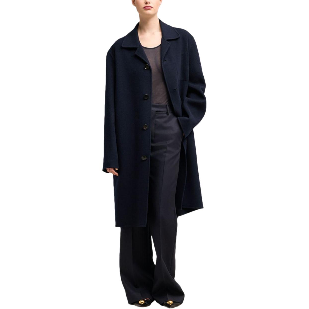 Details for Ami Paris AMIPARIS Kot Panjang Unisex Wool Navy Blue Lelaki & Wanita UCO004WV00224011