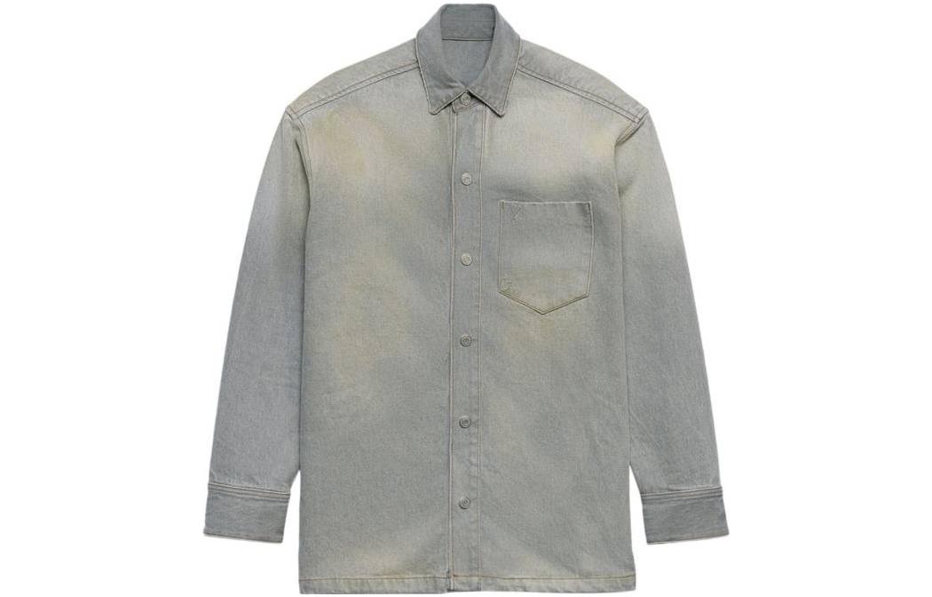 Ami Paris AMIPARIS Washed Collar Button Long-Sleeve Jacket Men’s Grey UJK251DE0019