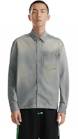 Shop Ami Paris 男士灰色洗水領扣長袖夾克 UJK251DE0019