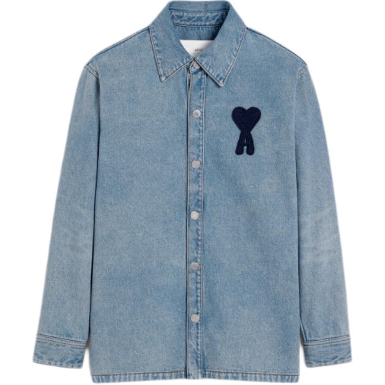 AMI PARIS AMIPARIS Washed Crochet Heart Long Sleeve Shirt . HJK275DE0046-480