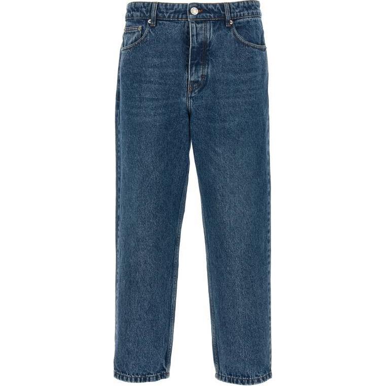 Ami Paris AMIPARIS Washed Vintage Zipper Straight-Leg Jeans  Deep Blue HTR103DE0031-480