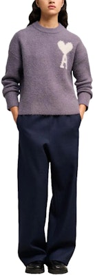 Ami Paris 白色愛心刺繡紫色雲紋編織圓領毛衣 男女款 UKS025KN0032-PURPLE Lookbook Ami Paris 白色愛心刺繡紫色雲紋編織圓領毛衣 男女款 UKS025KN0032-PURPLE