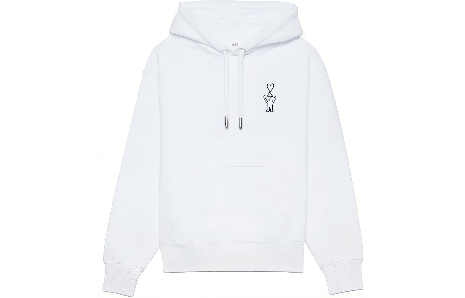 Ami Paris AMIPARIS Jean Jullien SS21 Cartoon Logo Hoodie White Unisex Couple Sweatshirt SPEH21J907-747100