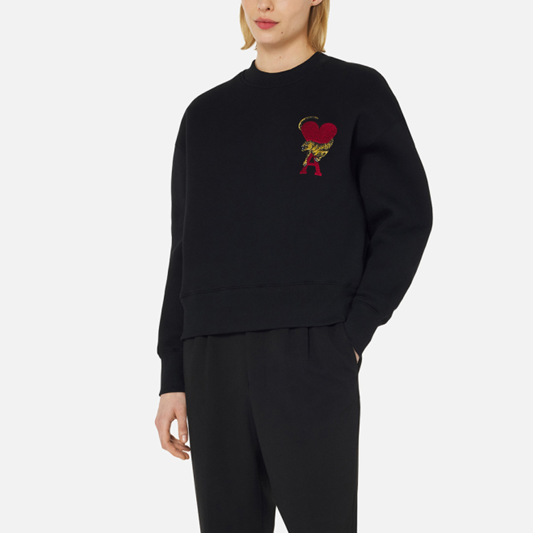 Ami Paris AMIPARIS TIGER SS22 Lunar New Year Logo Sweatshirt Unisex Black Couple Wear USW009-001 圖 4