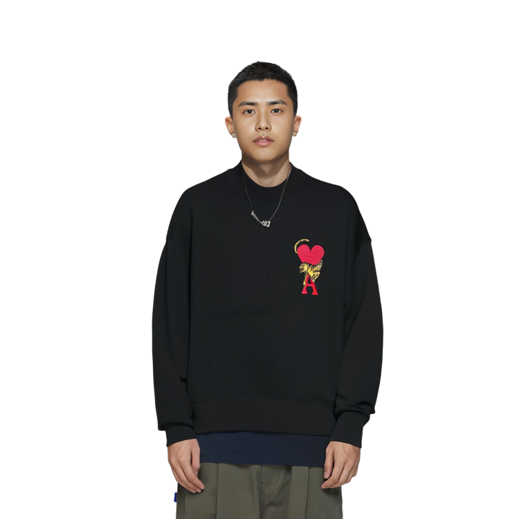 Ami Paris AMIPARIS TIGER SS22 Lunar New Year Logo Sweatshirt Unisex Black Couple Wear USW009-001 圖 8