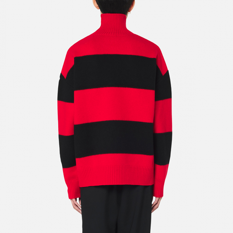 Ami Paris AMIPARIS Year of Tiger Heart Logo Striped Wool Turtleneck Sweater Red . UKS417-018-009 圖 4
