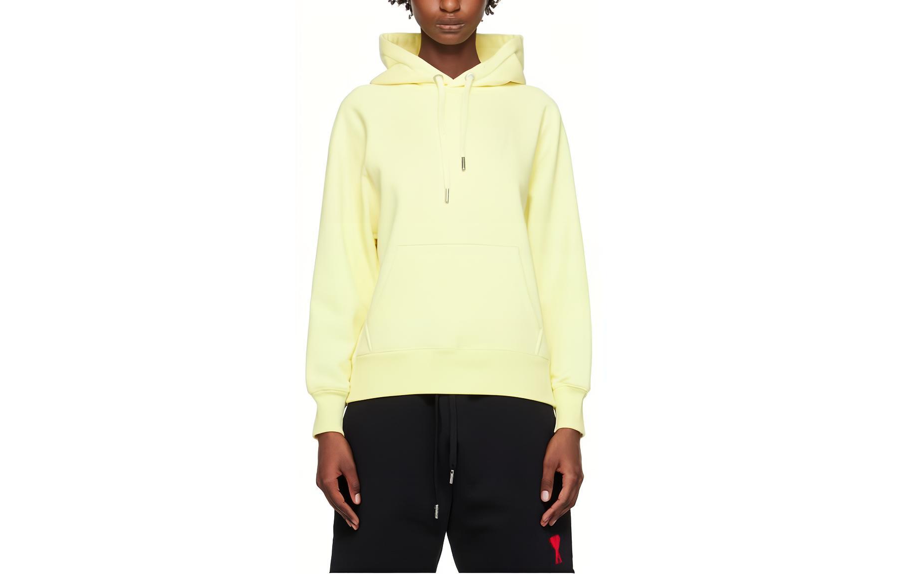 Ami Paris AMIPARIS Yellow Unisex Sweatshirt with Solid Color and Logo Embroidery. USW204747-703