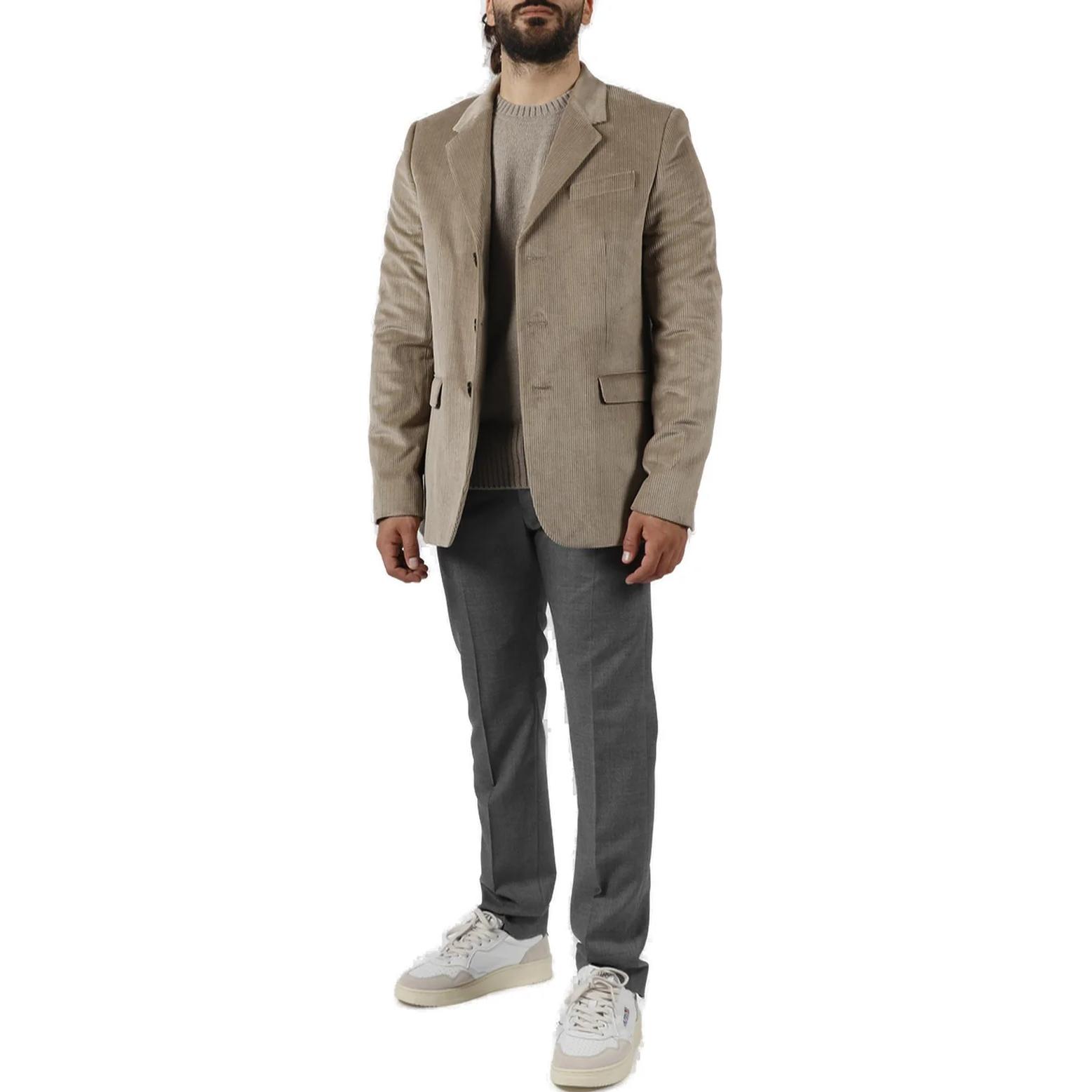 AMI Paris Beige Single-Breasted Long-Sleeve Blazer for Men. UBV600288-250 圖 3
