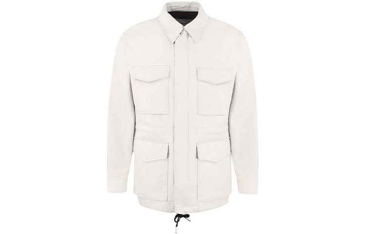 AMI PARIS Beige Solid Multi-Pocket Long Sleeve Jacket A20HOW100236-253