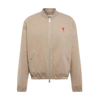 AMI PARIS Beige Stand Collar Zip-Up Oversized Jacket SPEHJK023-221-250