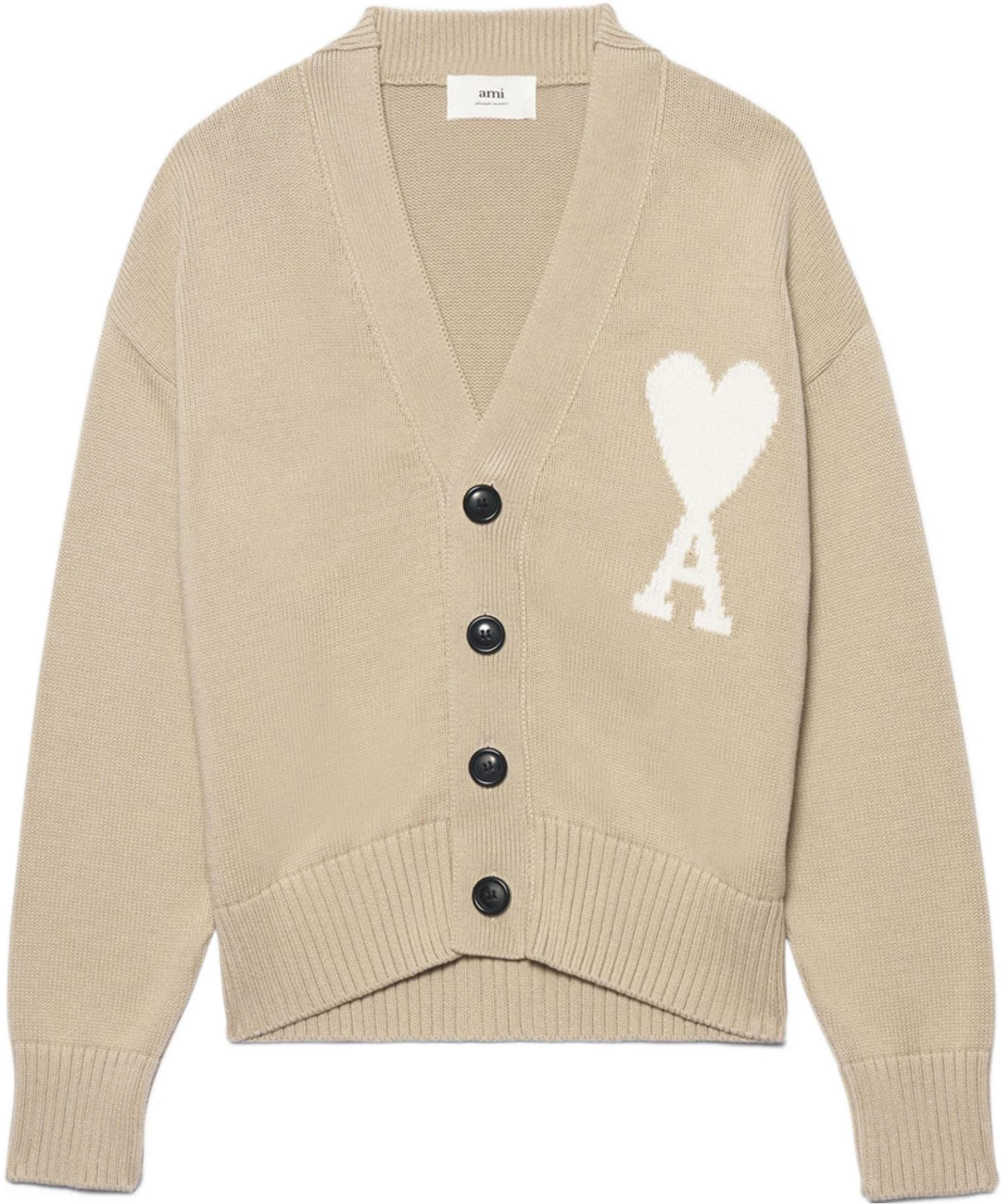ami-paris-big-heart-logo-v-neck-knit-cardigan-unisex-khaki-ukc-003-016252