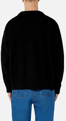 AMI Paris 大心標誌羊毛寬鬆V領開襟毛衣 黑色 男款 H21K303018-001 Shop AMI Paris 大心標誌羊毛寬鬆V領開襟毛衣 黑色 男款 H21K303018-001