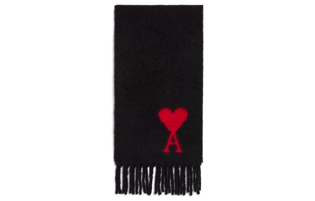 AMI PARIS Big Logo Embroidered Heart Alpaca Wool Scarf Unisex USF409336-001
