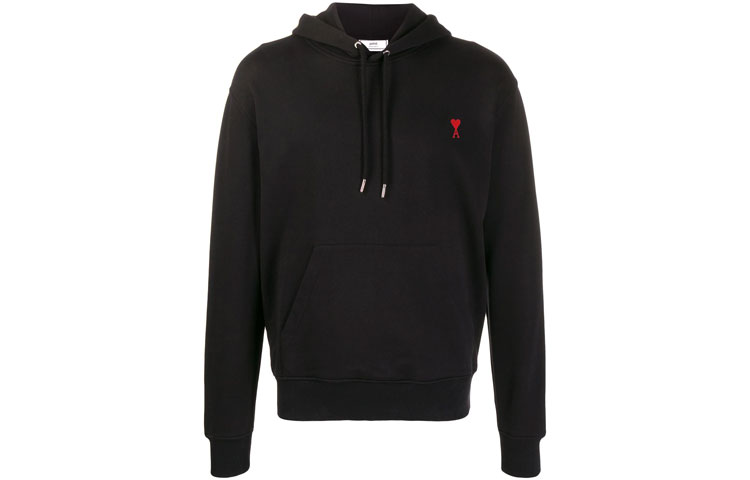 AMI PARIS Black Cotton Casual Hoodie H20HJ008730-001