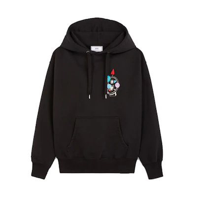 AMI PARIS Black Hoodie with Embroidered Number 9 Design H20HJ055747-001