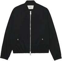 AMI PARIS Black Logo Embroidered Zip-Up Bomber Jacket Fall Edition HJK023-481001 AMI PARIS Black Logo Embroidered Zip-Up Bomber Jacket Fall Edition HJK023-481001