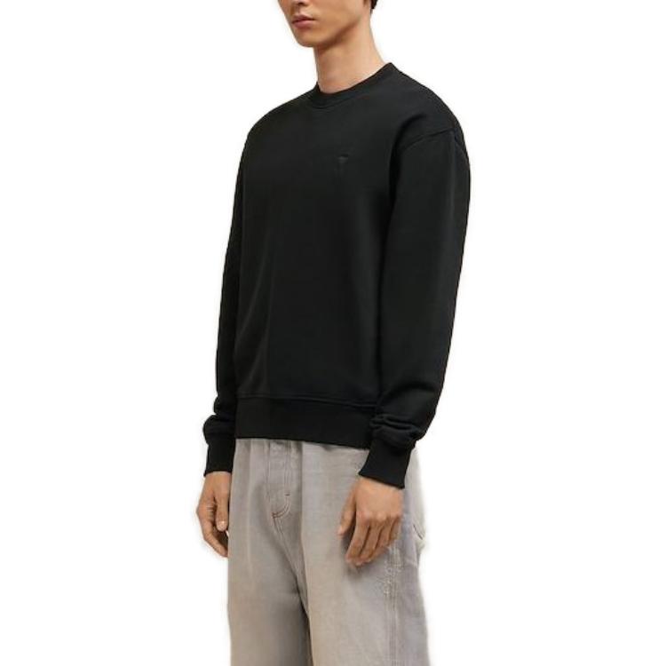 Purchase AMI PARIS Hitam Baju Sejuk Longgar Lengan Panjang Leher Bulat USW003730001