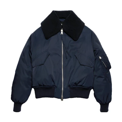 AMI PARIS Black Quilted Zip Jacket with Collar UJK026PA0007-430