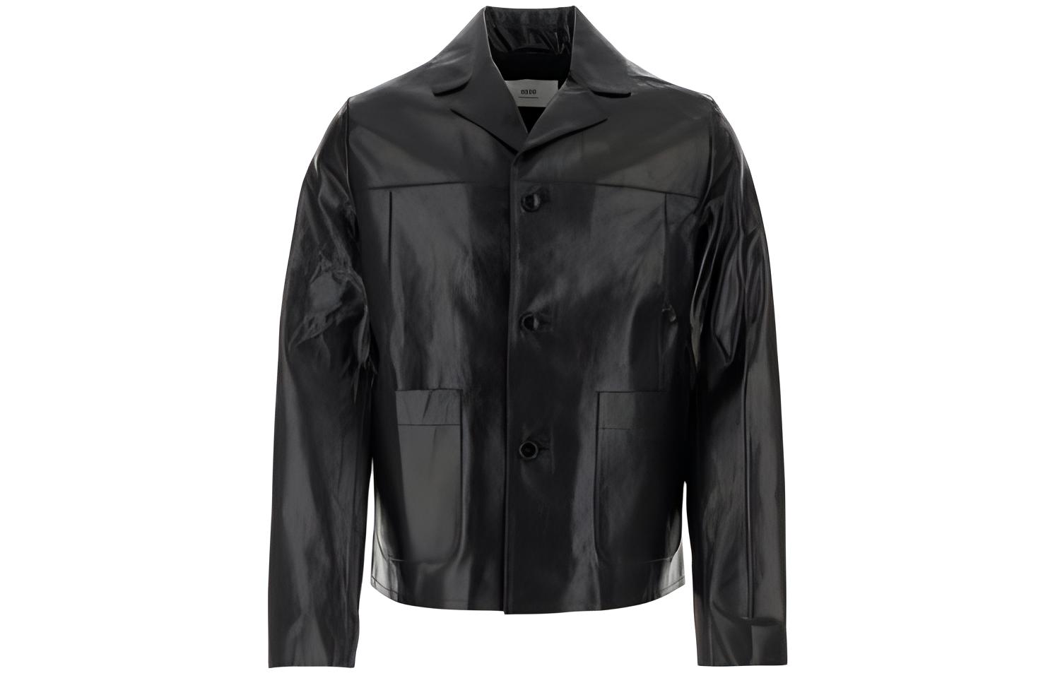 AMI PARIS Black Solid Color Collared Slim Fit Long Sleeve Jacket HJK235LH0031-001