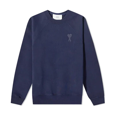 AMI PARIS Blue Crewneck Sweatshirt with Solid Logo Print USW004-747-BLUE