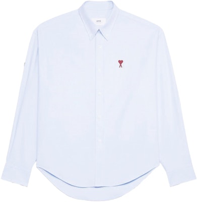 AMI PARIS 男士藍色心形刺繡長袖襯衫 BFUSH130CO0031-450 Order AMI PARIS 男士藍色心形刺繡長袖襯衫 BFUSH130CO0031-450