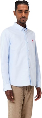 AMI Paris 藍色心形刺繡Logo寬鬆襯衫 男士休閒秋裝 Oxford襯衣 BFHSH113.480450 Lookbook AMI Paris 藍色心形刺繡Logo寬鬆襯衫 男士休閒秋裝 Oxford襯衣 BFHSH113.480450