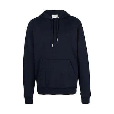 AMI PARIS Blue Hoodie with Embroidered Logo Design H23USW203730