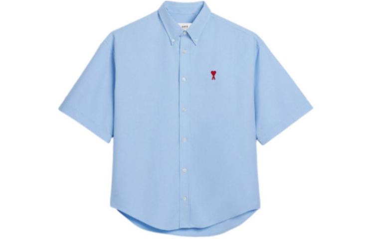 Order Camiseta Loose Fit Azul de Hombre AMI PARIS con Logo Bordado de Corazón. HSH230CO0031484