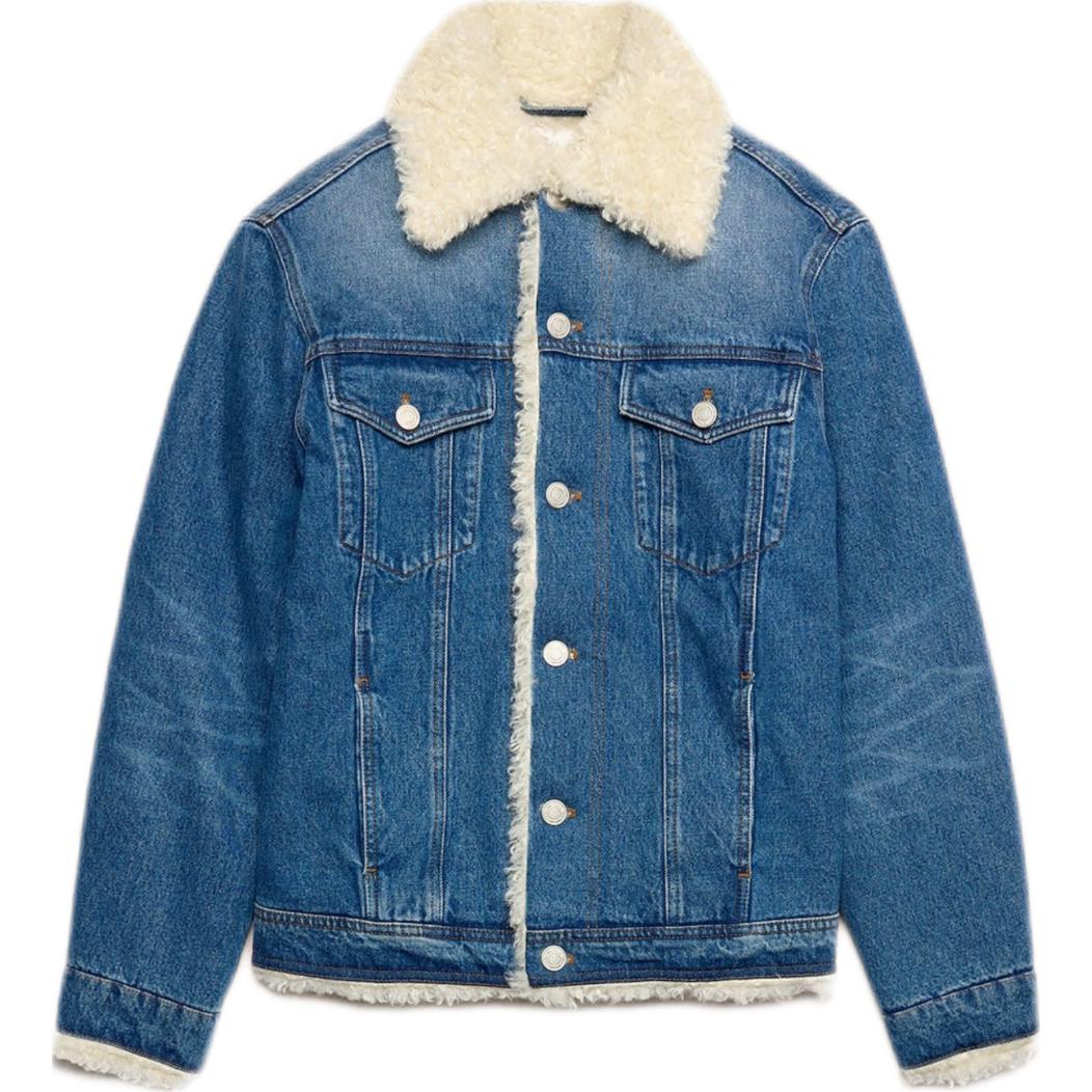 AMI PARIS Blue Solid Collar Button-Up Long Sleeve Jacket UKJ239DE0016-480