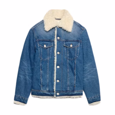 AMI PARIS Blue Solid Collar Button-Up Long Sleeve Jacket UKJ239DE0016-480