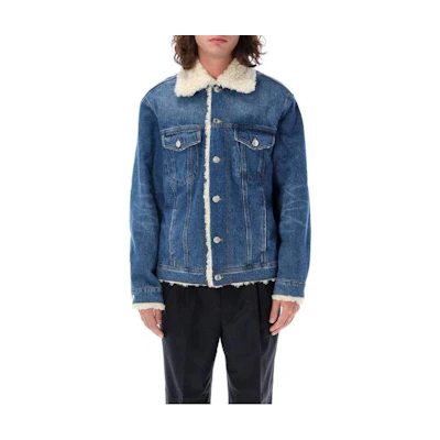AMI PARIS Blue Solid Short Coat Single-Breasted Jacket 23AUJK239DE0016-480