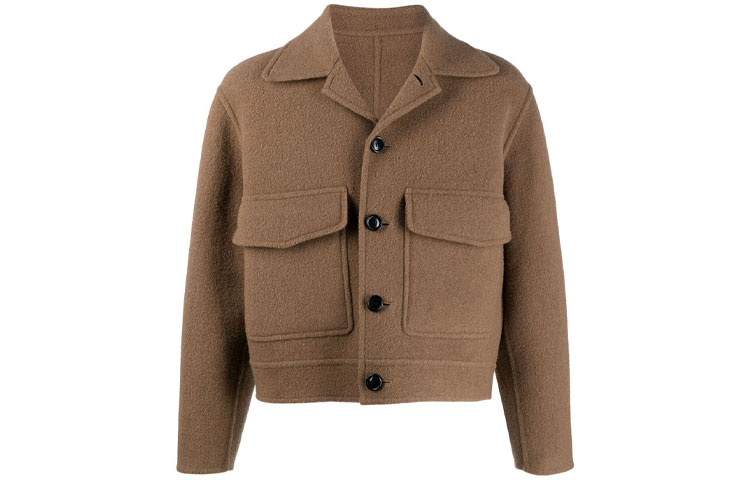 AMI PARIS Brown Logo Long-Sleeve Shirt Jacket H21HOW046252-218