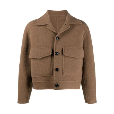 AMI PARIS Brown Logo Long-Sleeve Shirt Jacket H21HOW046252-218