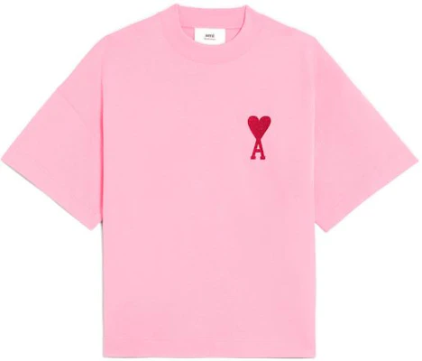 AMI Paris Baju Pink Unisex dengan Rekaan Geometri Hati Merah. SPEUTS014726-650 Order AMI Paris Baju Pink Unisex dengan Rekaan Geometri Hati Merah. SPEUTS014726-650