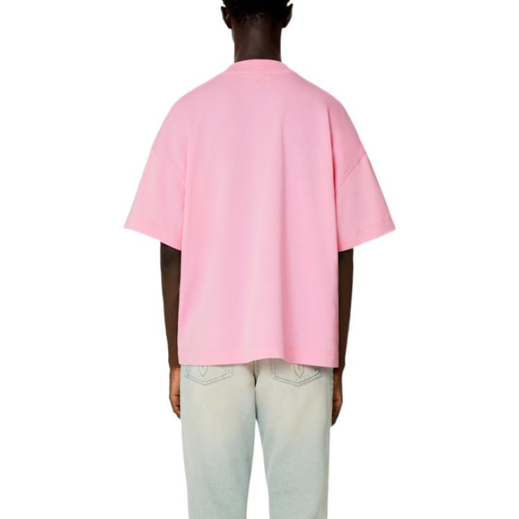 Purchase AMI Paris Baju Pink Unisex dengan Rekaan Geometri Hati Merah. SPEUTS014726-650