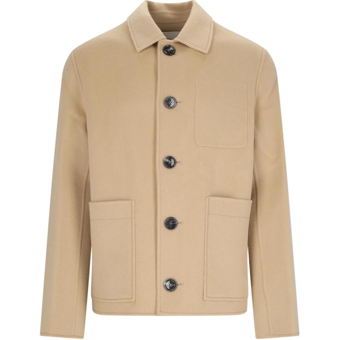 AMI PARIS Cashmere Blend Oversized Single-Breasted Coat Khaki Color HJK268-WV0022-255