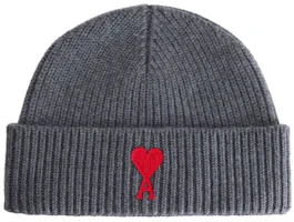 AMI PARIS Classic Embroidered Logo Knit Beanie Unisex Couple Style Grey. UHA235018-84 AMI PARIS Classic Embroidered Logo Knit Beanie Unisex Couple Style Grey. UHA235018-84