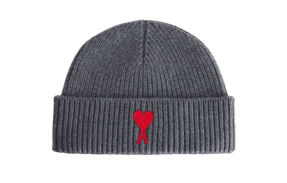 Order AMI PARIS 經典刺繡Logo針織毛帽 情侶款 灰色 男女通用款 UHA235018-84