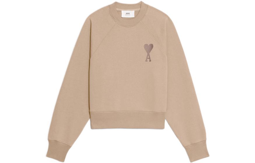 Order AMI PARIS Baju Peluh Kapas Sulam Hati Klasik Khaki Unisex Stail Kasual USW002-747-9-267