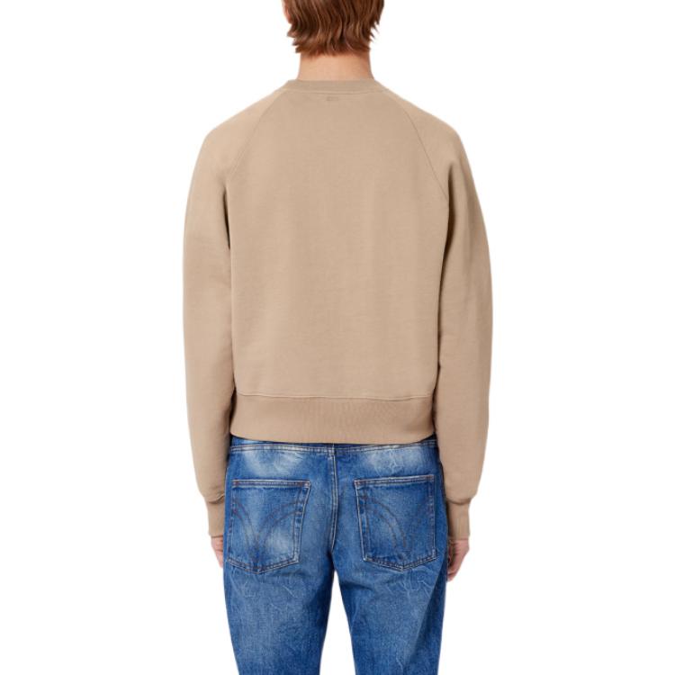 Shop AMI PARIS Baju Peluh Kapas Sulam Hati Klasik Khaki Unisex Stail Kasual USW002-747-9-267