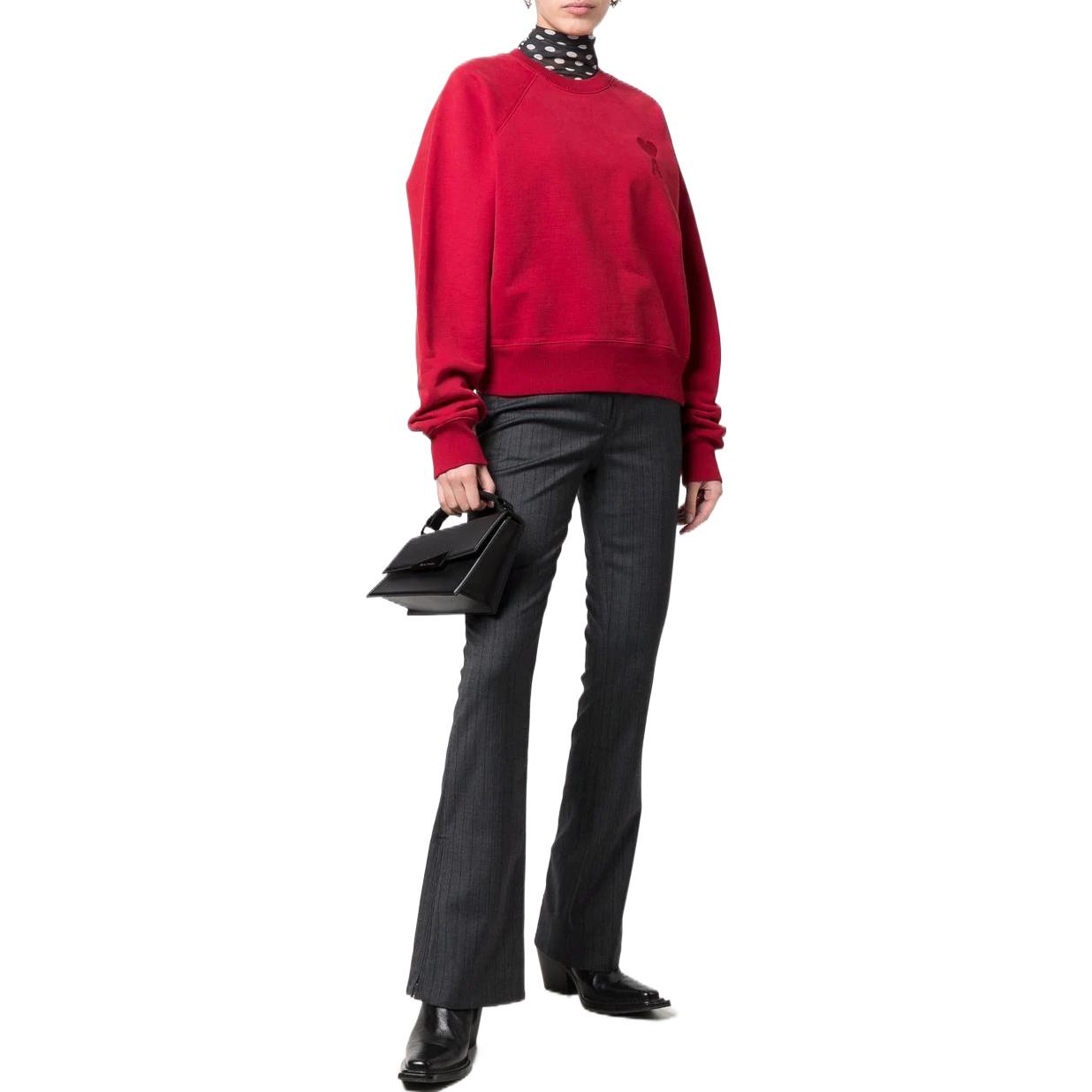 Lookbook AMI PARIS 經典愛心刺繡純棉圓領中性衛衣 USW002747-600