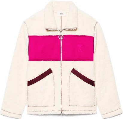 AMI PARIS 拼色Logo拉鏈外套 白色/粉色 秋季版 HJK003-757164 Order AMI PARIS 拼色Logo拉鏈外套 白色/粉色 秋季版 HJK003-757164